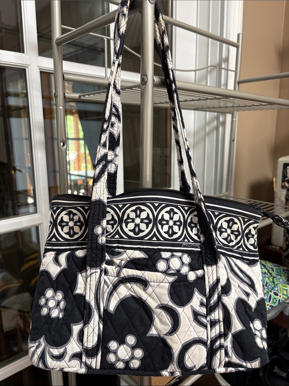 Vera Bradley Black & Ivory Quilted Floral Tote